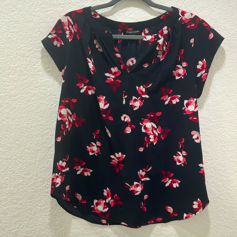 41 Hawthorn Women’s Short Sleeve Floral Top Size L